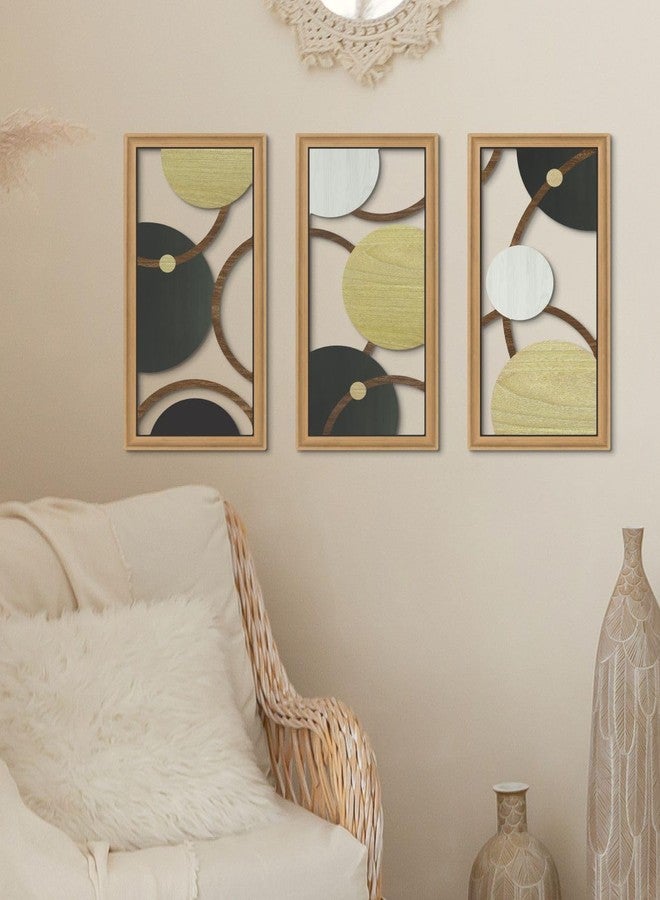 Putuo Decor Modern Geometric Cut-Out Wall Art Set of 3, Black Gold Circle Wall Panels for Living Room Bedroom Office, 3D Layered Abstract Metal Look Wall Decor - Image 5